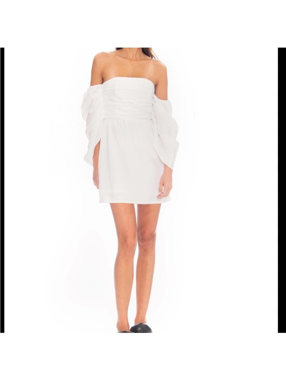 Azulu off shoulder linen senu mini dress XS